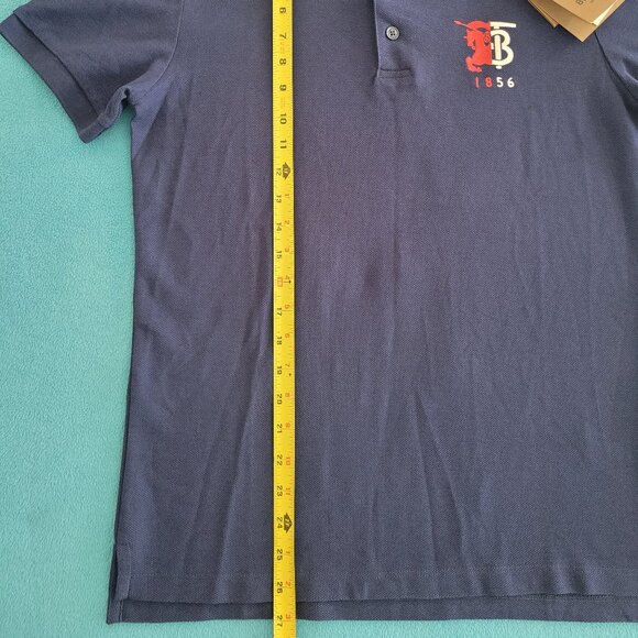 Burberry Contrast Logo Cotton Pique Polo Shirt Mens Sz M Navy Blue Casual BNWT - Picture 8 of 15